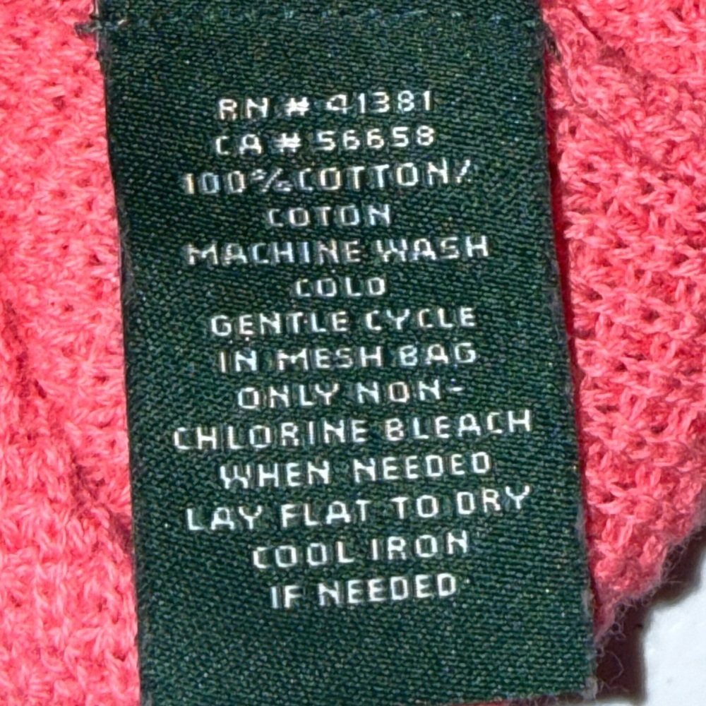 Lauren Ralph Lauren Coral Cowl Neck Cotton Knit Sweater Size large thermal - Picture 10 of 11